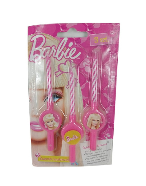 3 Velas Barbie 11cms.