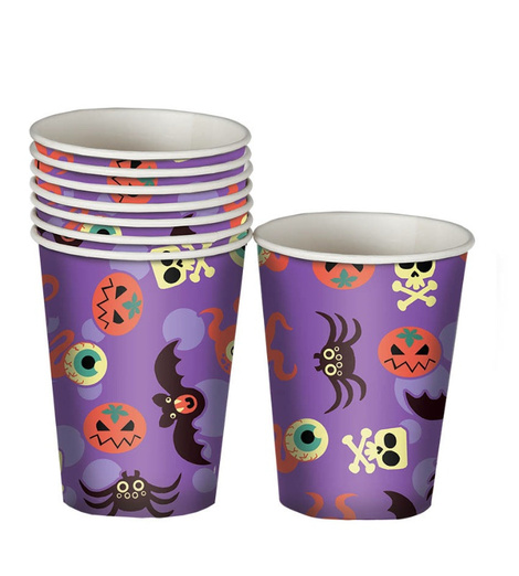 Bolsa 8 Vasos 10 Cm Halloween Lila