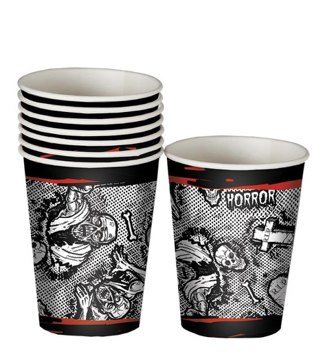 Bolsa 8 Vasos 10cm Halloween Zombie