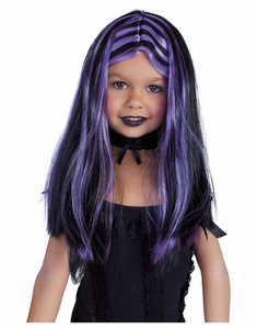 Peluca Brujita mechas Lila infantil