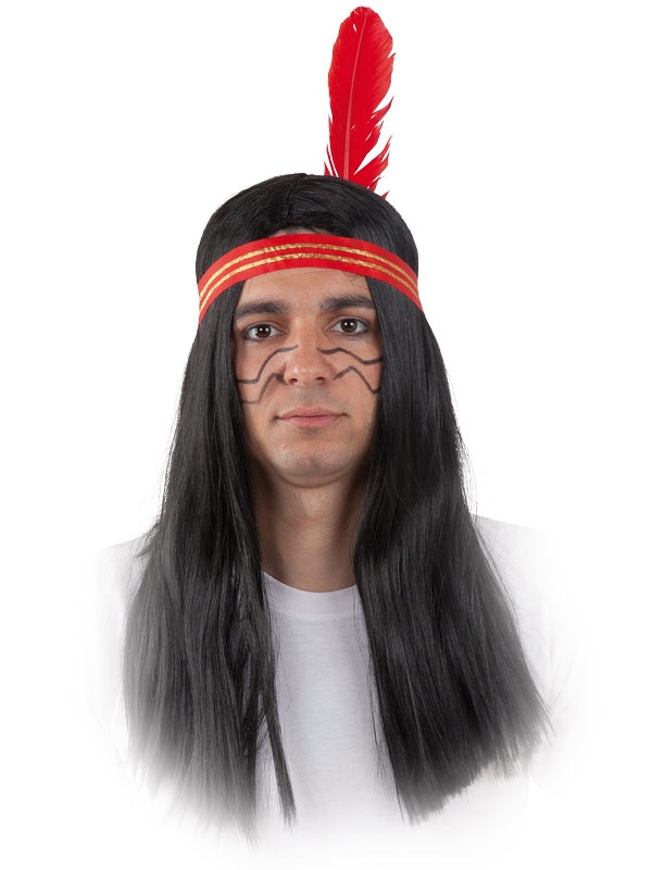 Peluca Indio con cinta roja