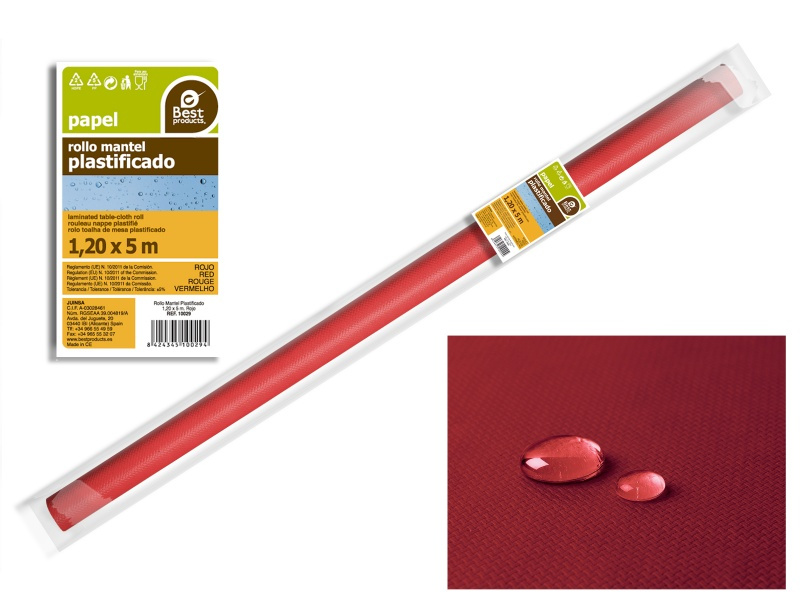 Rollo Mantel Plastificado Rojo 5x1.20m