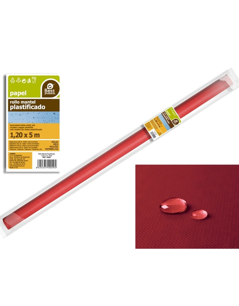 Rollo Mantel Plastificado Rojo 5x1.20m