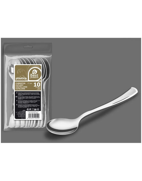 Cucharas Grandes Plata 17cm 10 Unid.