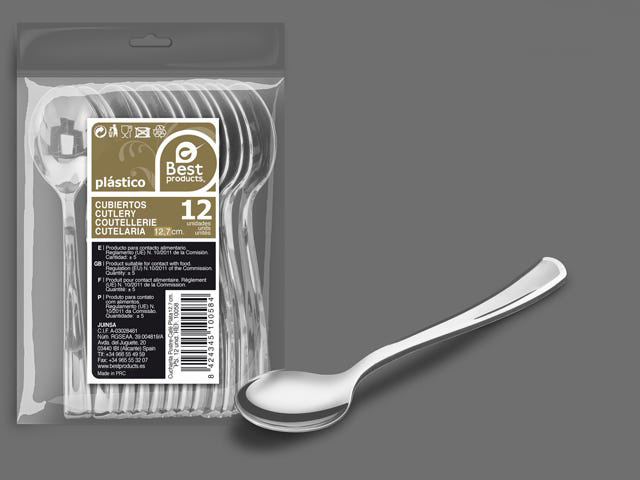 12 Cucharas De Postre  Plata 13cms.