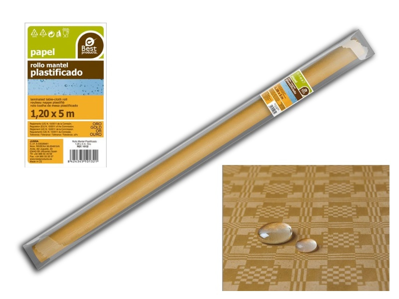 Rollo Mantel Plastificado Oro 5x1.20m