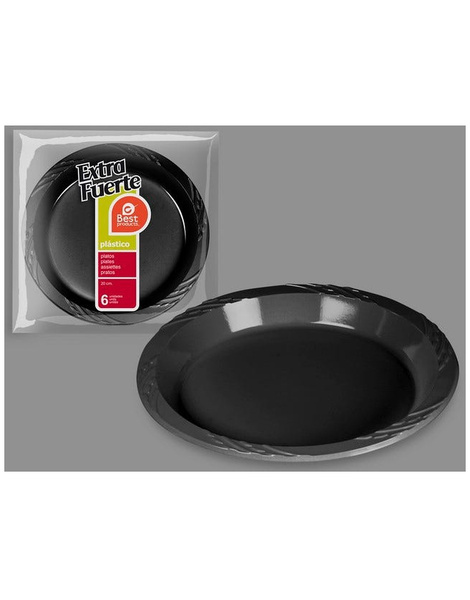 Platos Negro Extra Fuerte 20cm 6uds.