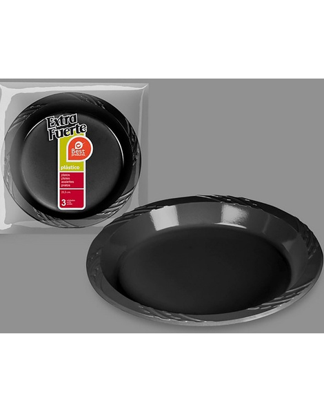 Platos Negro Extra Fuerte 25.5cm 3uds.