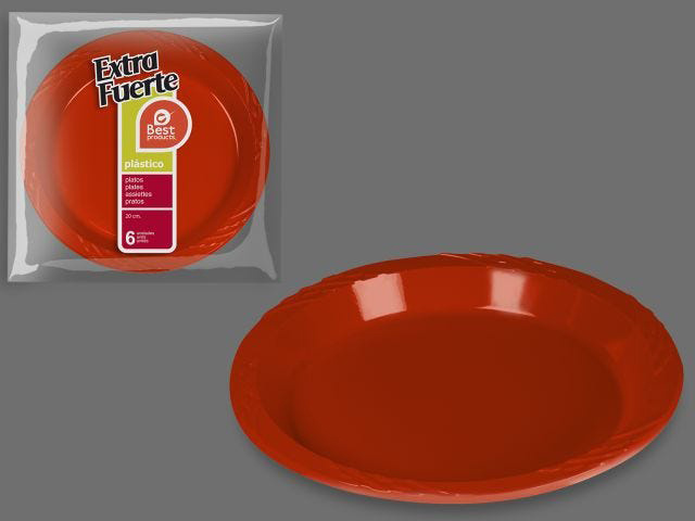 Platos Extra Fuerte Rojo 20cm 6 Uds.