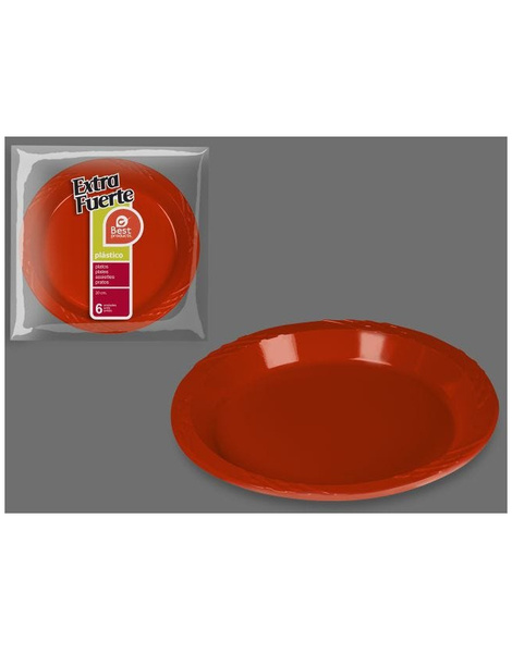 Platos Extra Fuerte Rojo 20cm 6 Uds.