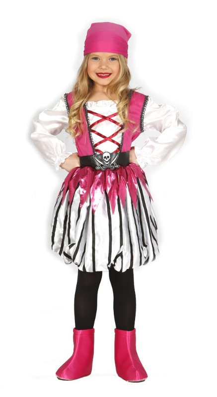 Disfraz pirata rosa para niña
