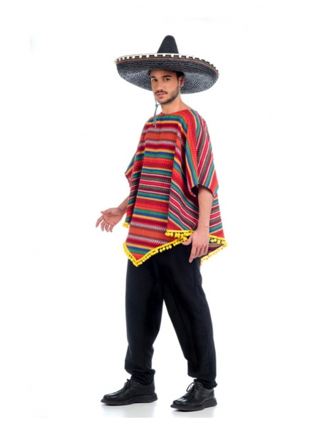 Disfraz Mejicano Con Poncho Adulto