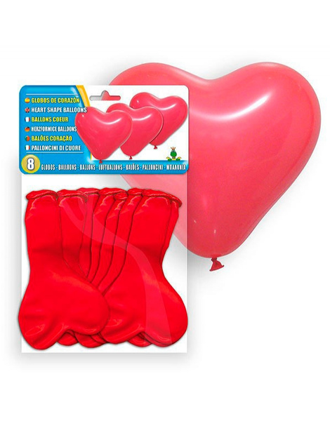 Bolsa 8 Globos Corazón Rojo
