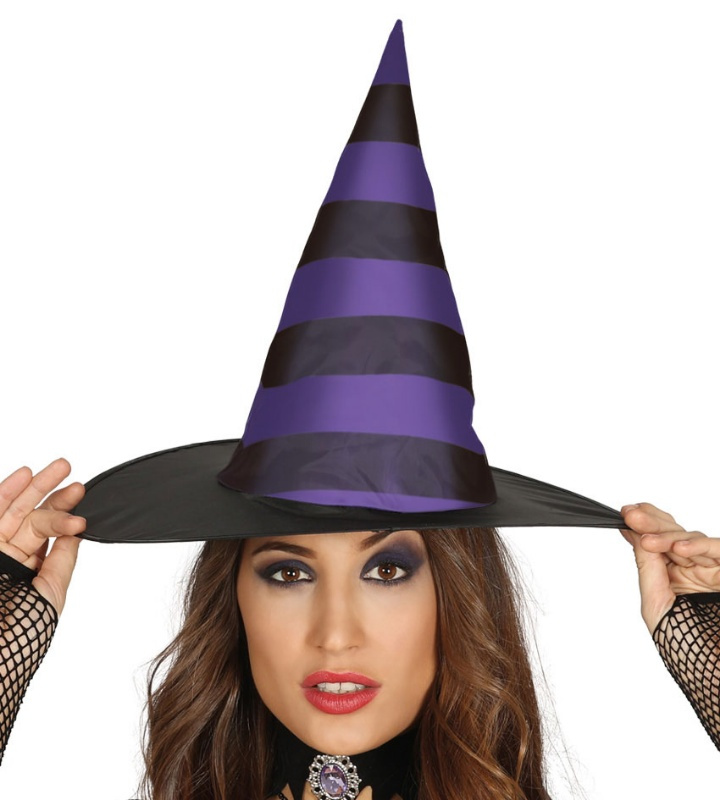 Sombrero Bruja Lila a rayas mujer