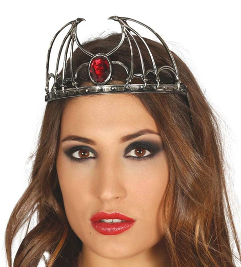 Tiara de rubi com pérola vermelha