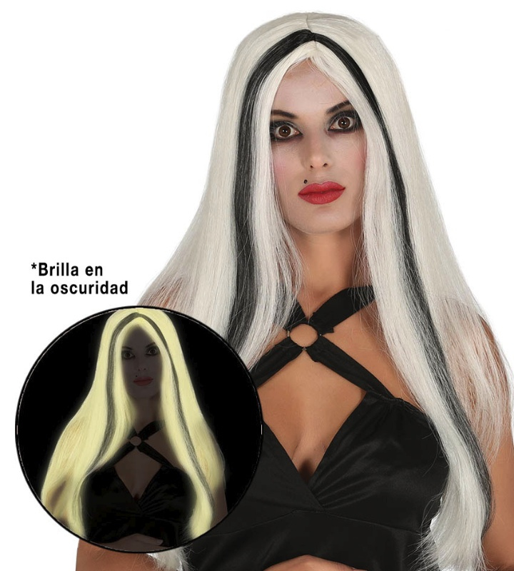 Peruca de cabelo com glitter na escuridão