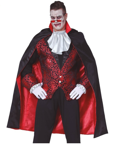 Capa negra forro rojo 115 cms.
