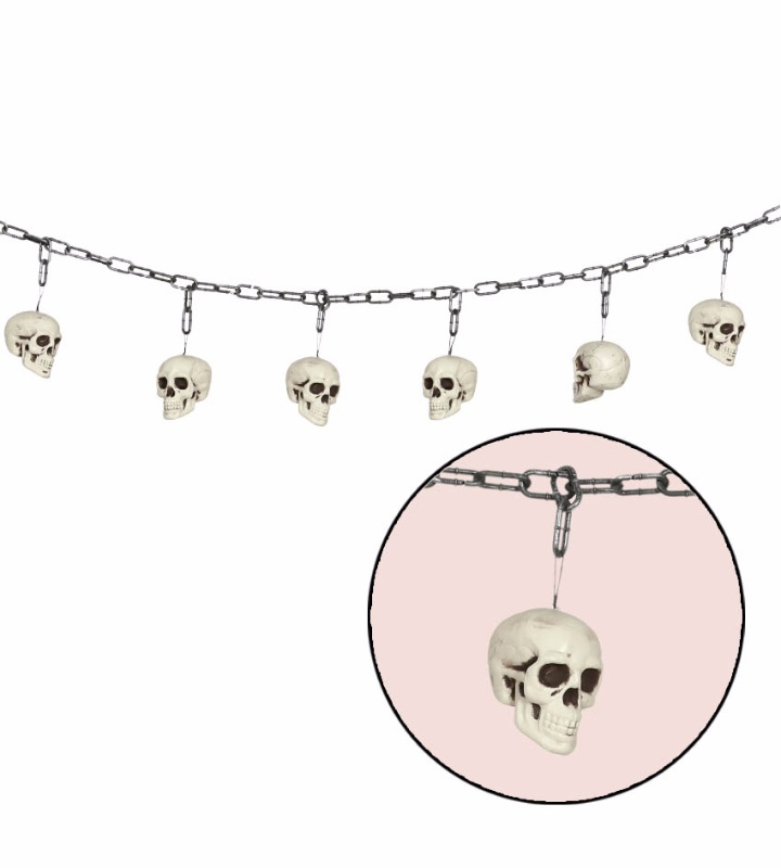 Cadena 170cm con 6 calaveras 10cm