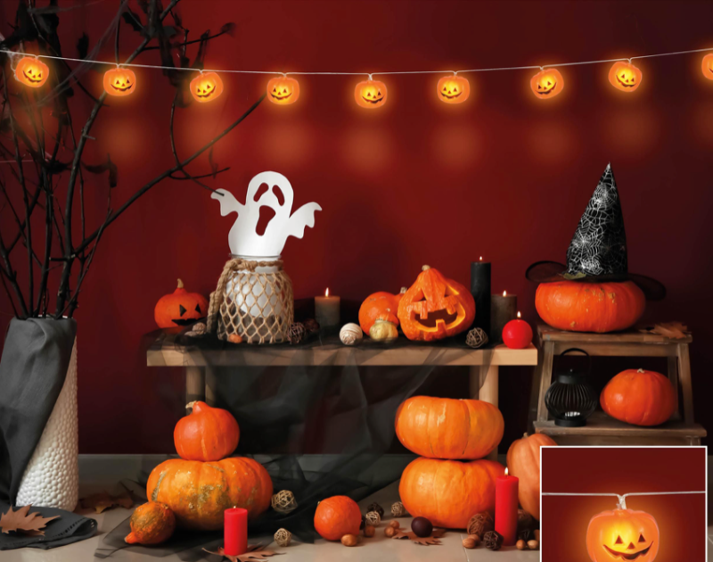 Guirlanda levou 12 abóboras 180cm