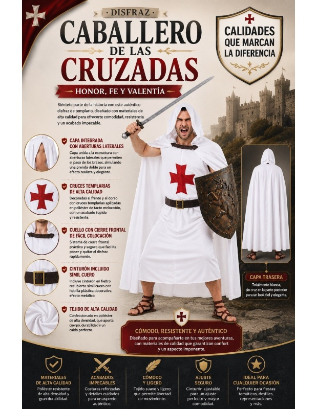 Disfraz Templario adulto
