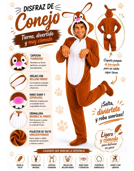Fato de fantasia de coelho adulto