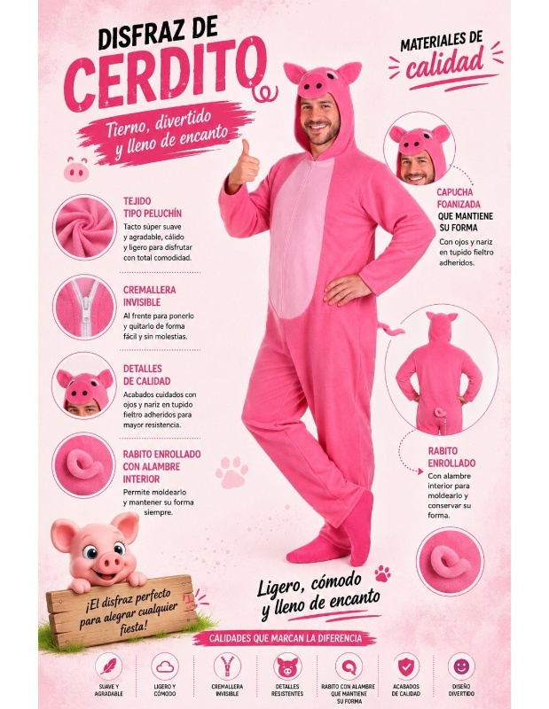 Disfraz Cerdito adulto T.L