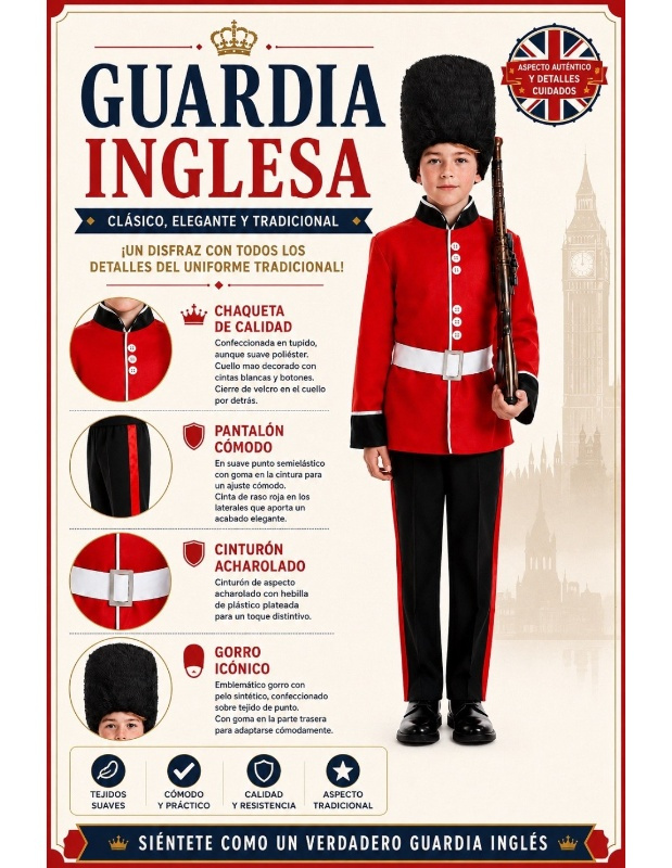 Traje de guarda infantil inglês