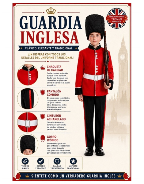 Traje de guarda infantil inglês