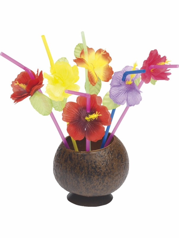 Pajita con flor Hawaiana