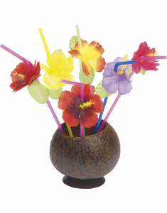 Pajita con flor Hawaiana