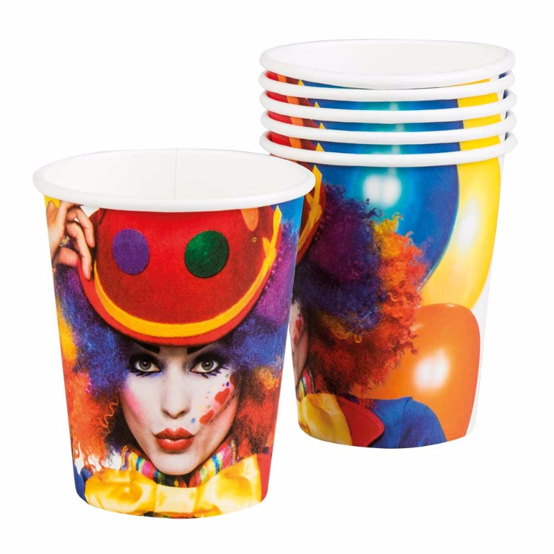 6 Vasos desechables Payaso 25 cl.