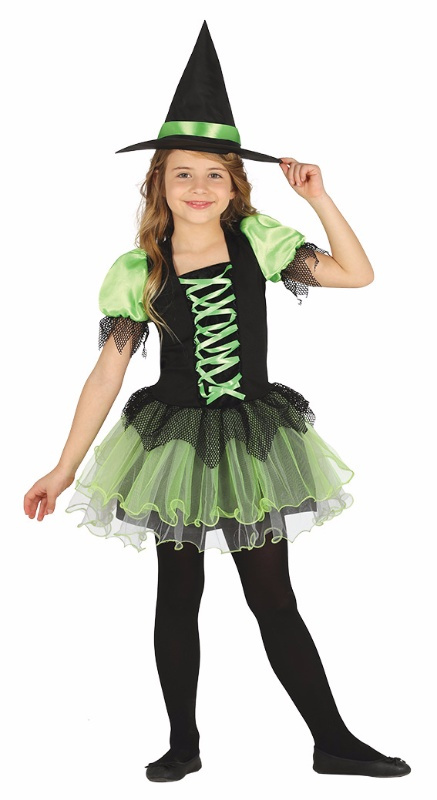 Bruxa traje com menina tutu verde
