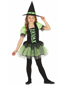Bruxa traje com menina tutu verde