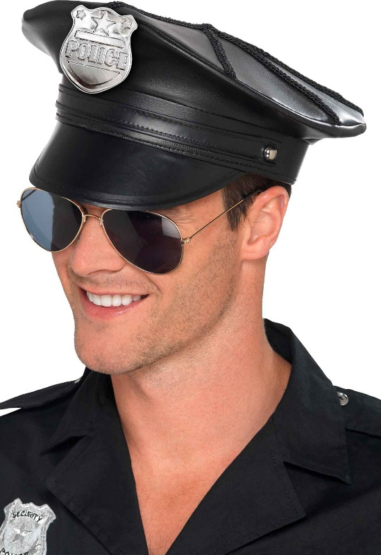 Gorra Policía negra adulto lujo