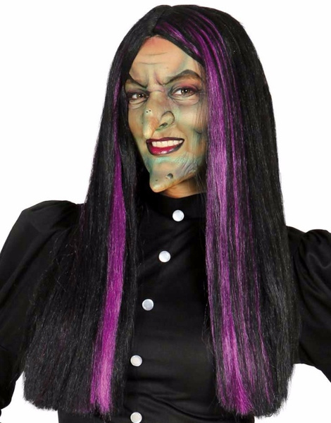 Peruca de bruxa de bruxa Lila