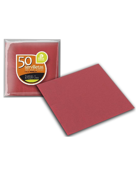 50 Servilletas roja 2 capas 40x40 cms.