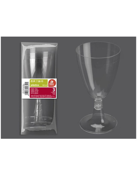 3 Copas de vino transparente 165 Ml.