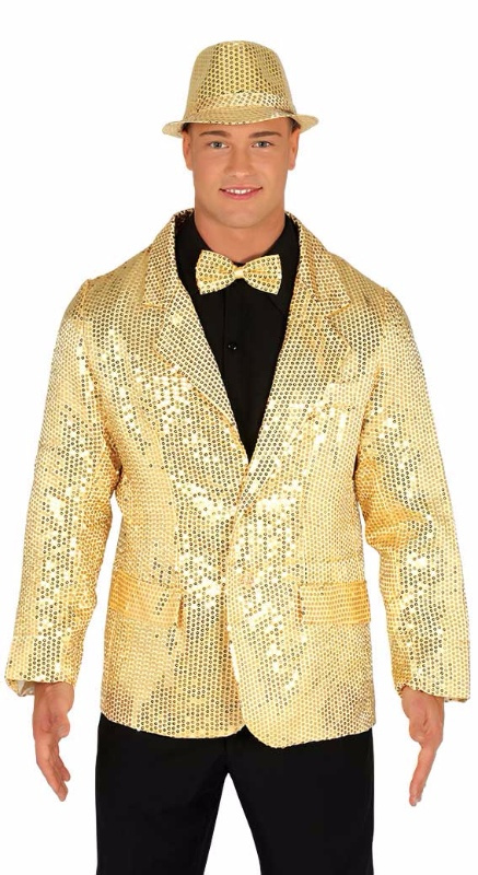 Chaqueta lentejuelas oro adulto