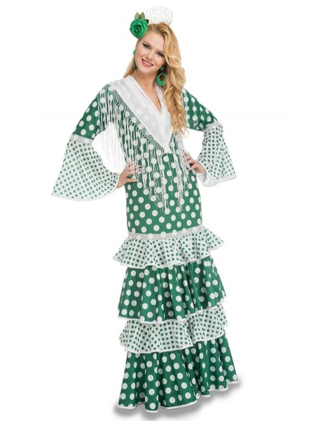 Disfraz Flamenca verde Mod.Feria mujer