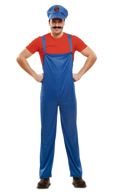 Disfraz super Plumber rojo adulto