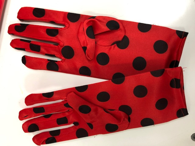 Guantes rojo  lunares adulto