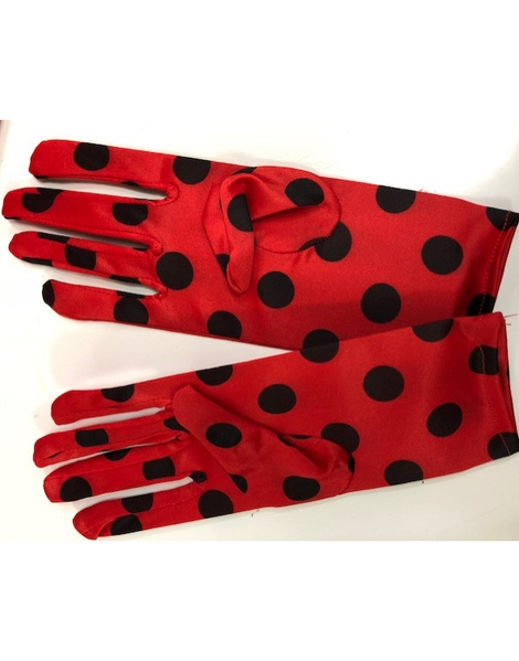 Guantes rojo  lunares adulto