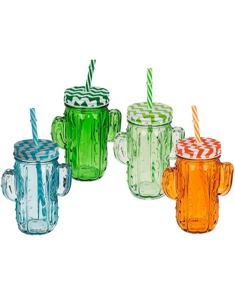 Vaso Cactus hermético con pajita 350ml