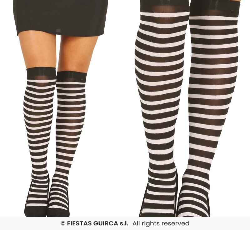 Meias brancas com listras pretas adultas