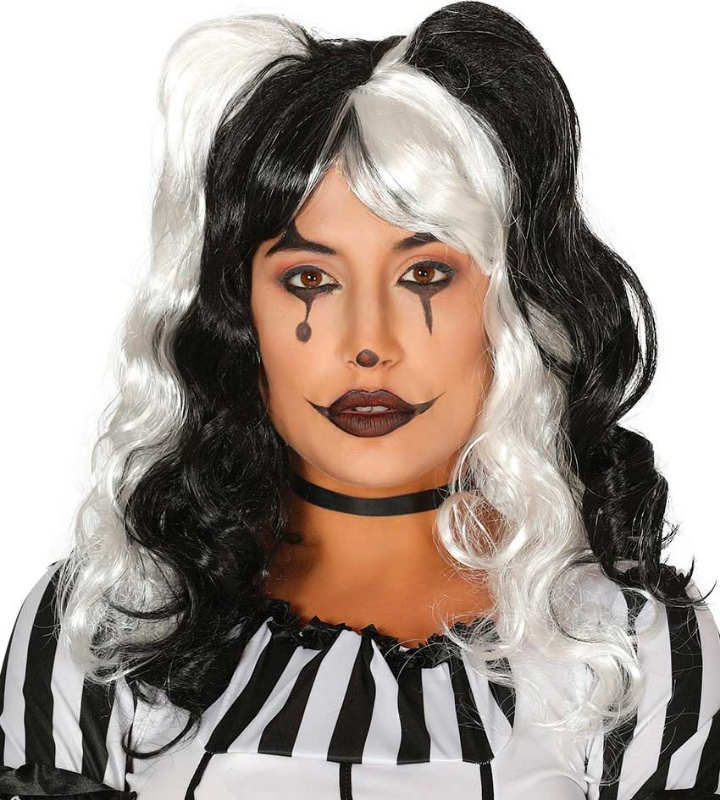Peluca melena blanca y negra