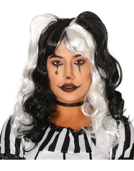 Peluca melena blanca y negra