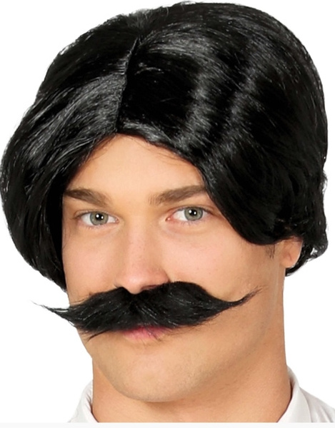 Peluca negra con bigote