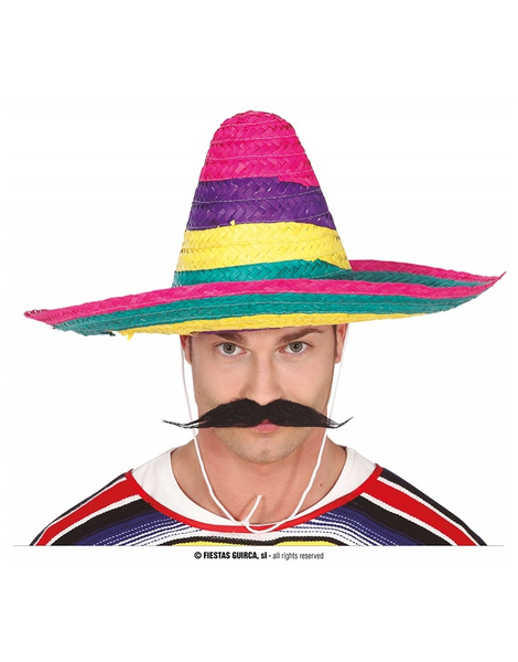 Sombrero mejicano multicolor paja 50 cm