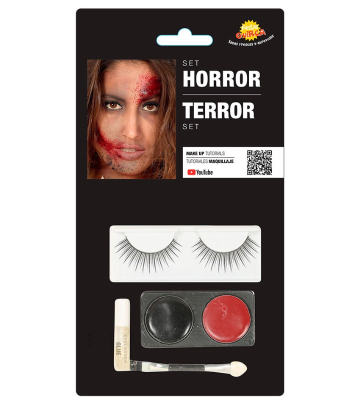 Set Maquillaje con pestañas negro/rojo