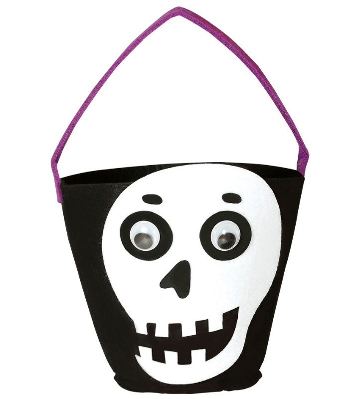 Cubo fieltro calavera 22 cms.